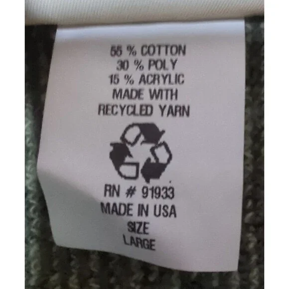 Greenbrand Recycled Cover Up Sweater Unique Brass Bear Buttons Yarn Womens Sz L - Picture 6 of 9